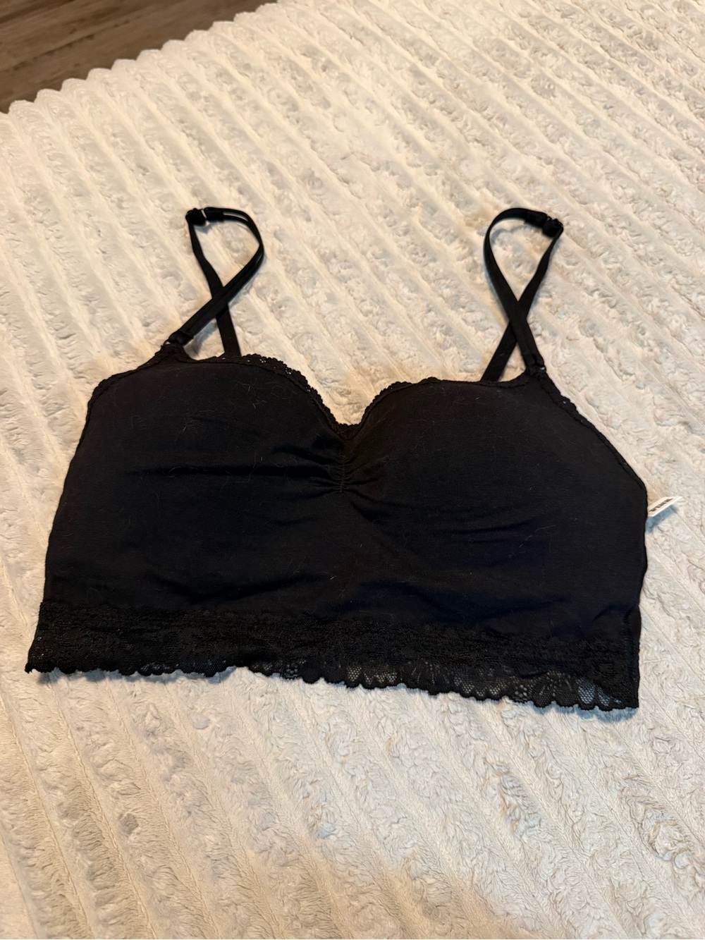 Lace-Trim Comfort Bralette in Black